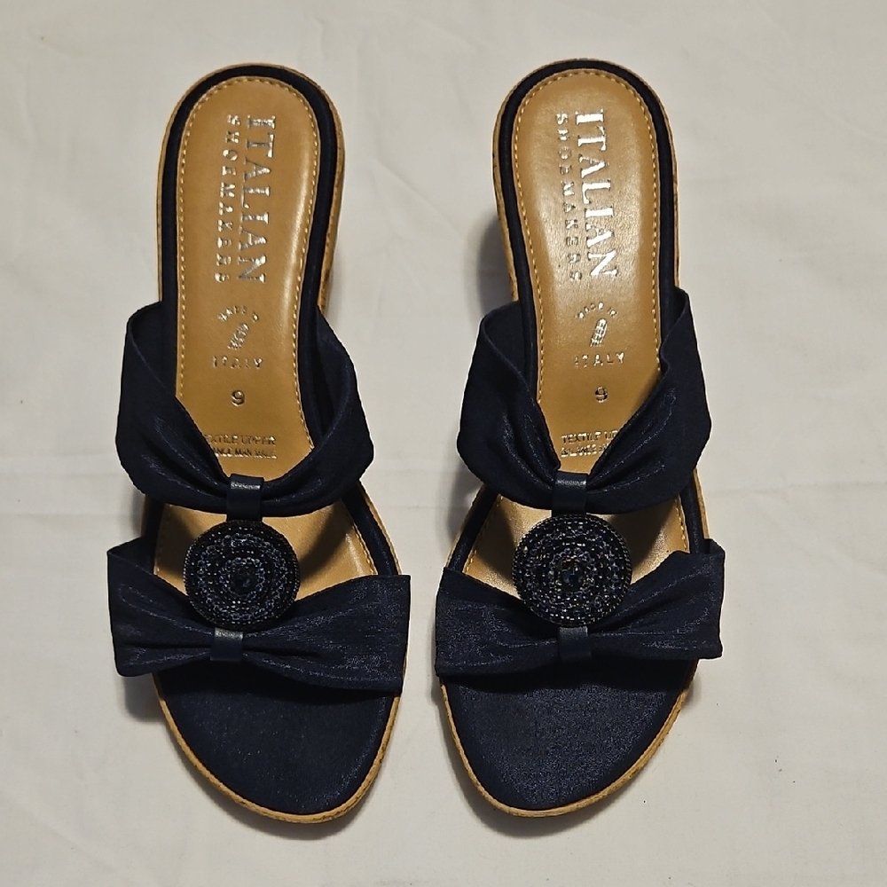 Italian Shoemakers Navy Bow Sandals